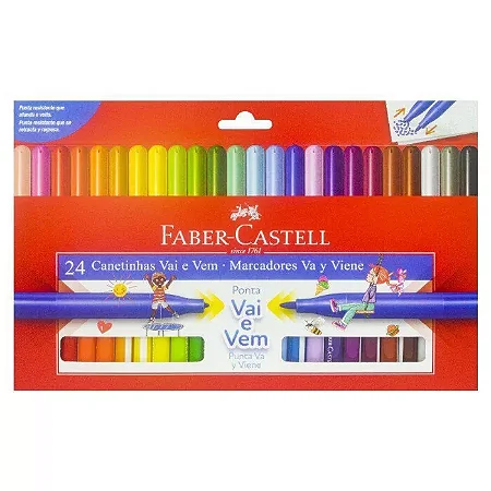 Canetinha hidrocor ponta vai e vem com 12 / 24 / 36  unidades Faber Castell