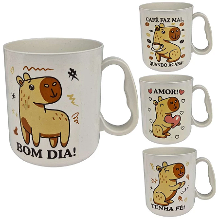 Caneca de plástico 450ml capivara na caixinha