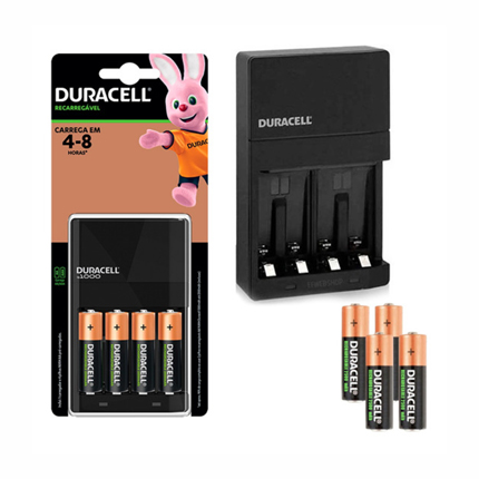 Carregador de Pilhas Duracell com 4 Pilhas AA