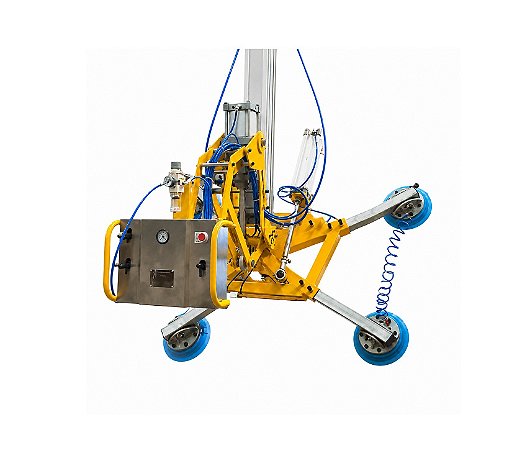 Ventosa pneumática para movimentação de chapas de vidro – 350 kg – 4 ventosas – rotação 0° a 90° ( opcional inclinação 0° a 90°)