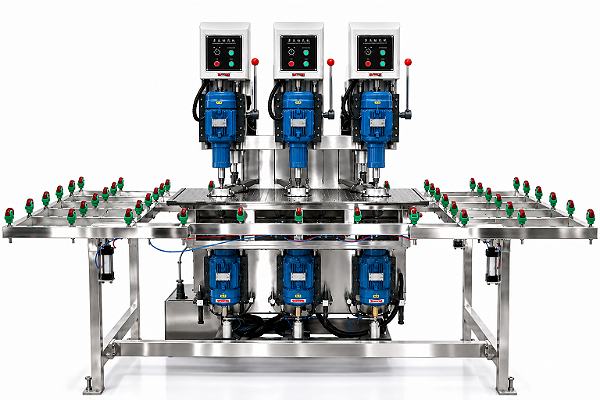 Furadeira 3 Posições com duplo cabeçotes semi automática c/ opcional de 100% automática