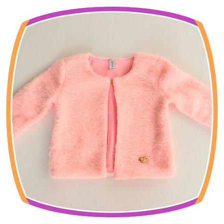 Bolero Infantil Em Pelucia Cor Rosa Bebe It Kids