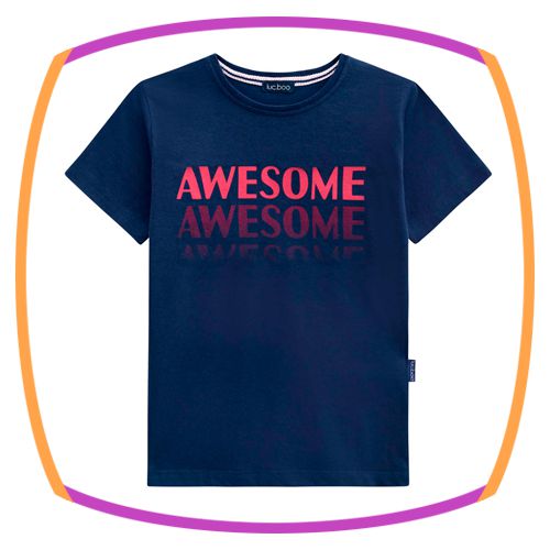 Camiseta Infantil AWASOME azul marinho