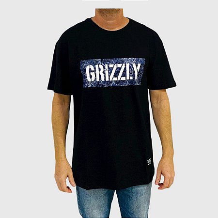 Camiseta Grizzly Paisley Stamp Logo Preto