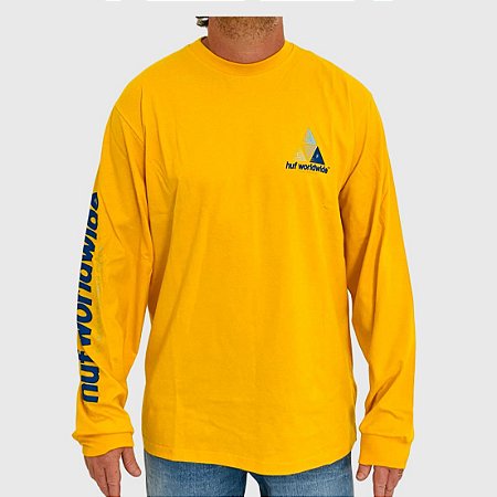 Camiseta HUF Silk Manga Longa Prism Loogo Sportif Amarelo