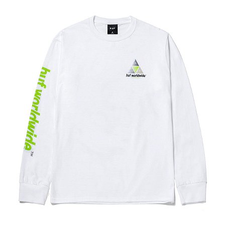 Camiseta HUF Silk Manga Longa Prism Logo Sportif Branco