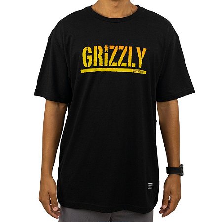 Camiseta Grizzly Stamp Fadeway Preta Masculina