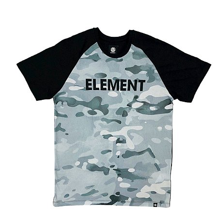 Camiseta Element Snow Camo Raglan Preta Masculina