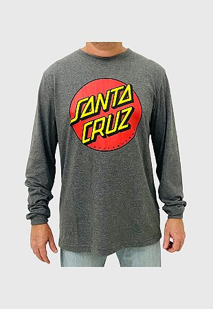 Camiseta Santa Cruz Manga Longa Classic Dot Chumbo Mescla Masculina