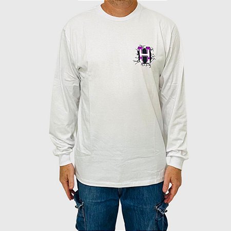 Camiseta HUF Manga Longa Giga Melted Branco