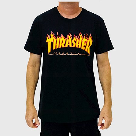 Camiseta Thrasher Flame Logo Preto