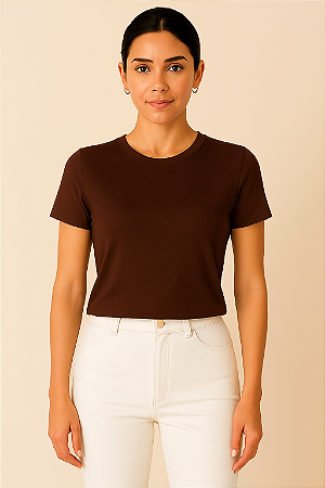 Blusa Feminina Maria Decote Redondo Cores Neutras Viscolycra