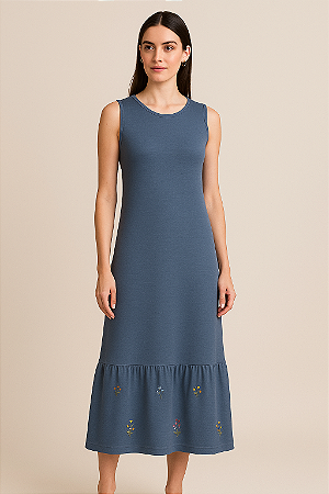 Vestido Midi Com Babado