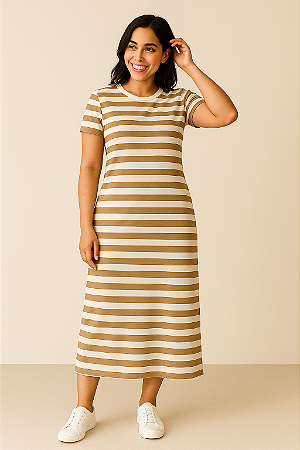 Vestido Listrado Midi