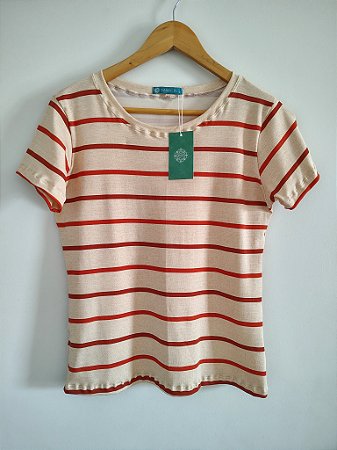 Blusa Feminina Maria Listra Laranja e Ferrugem Viscolycra