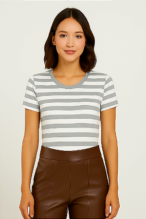 Blusa Feminina Maria Listra Mescla Viscolycra