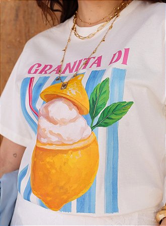 Blusa Feminina Algodão Off White Com Estampa em Silk