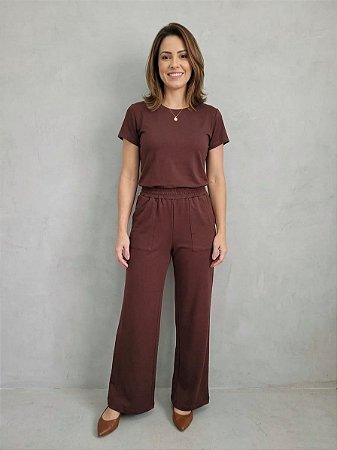 Conjunto De Calça Moletinho De Viscose Liso