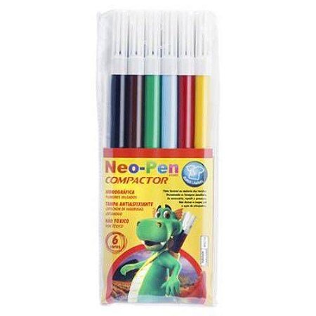 Caneta Hidrografica Neo Pen Gigante C/06 Cores Pct.C/05 Compactor