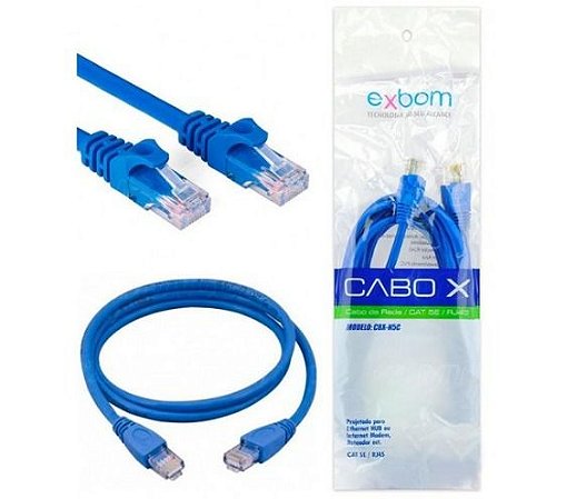 Cabo De Rede/ Patch Cord 1 Metro Rj45 Cat5e Azul