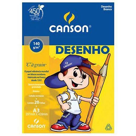 Bloco Desenho Branco A3 140g - Com 20 Folhas - Canson