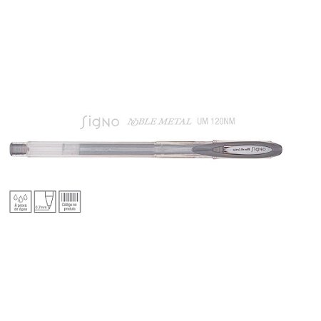 CANETA GEL 0.7MMM PRATA SIGNO NOBLE METAL UM 120 (UNI-BALL)