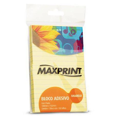 Bloco Adesivo Com Pauta Amarelo Maxprint