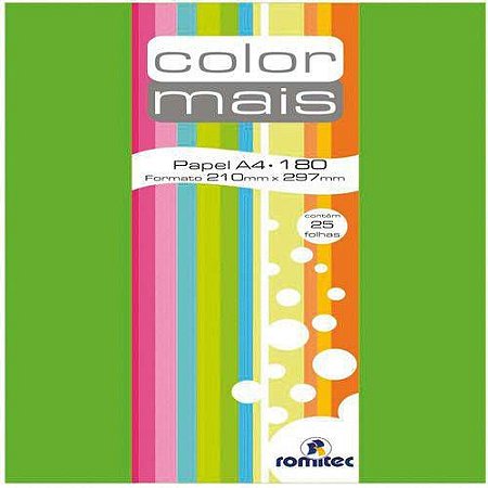 Papel A4 Color Color Mais Verde 180g. Romitec/plastpark