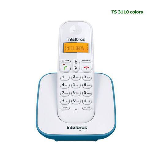 Telefone Sem Fio Intelbras Id Chamada Bina Display Luminoso Ts 3110 Branco E Azul