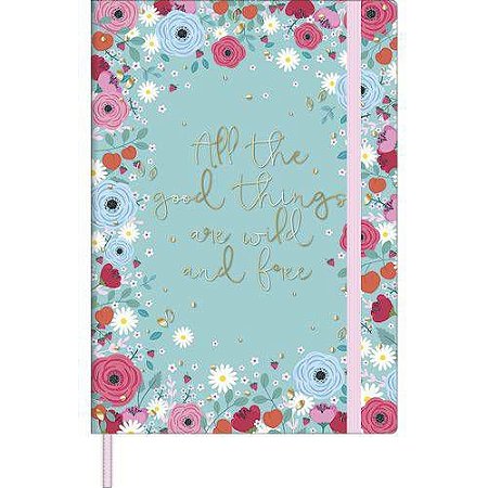 Caderno Sem Pautas Floral Azul Tilibra