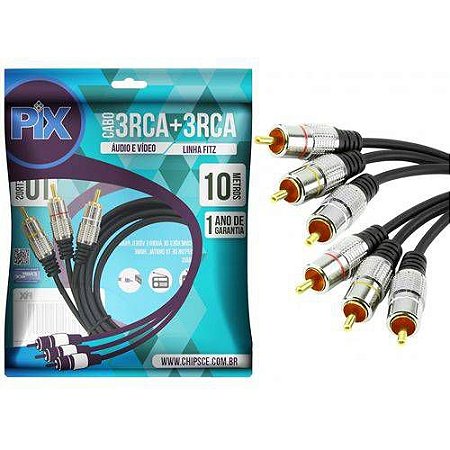 CABO RCA X RCA MACHO 3 X 3 10M METAL FITZ CHIP 018-0753