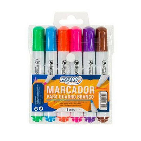 KIT MARCADOR QUADRO BRANCO C/ 6 CORES BRW CA3000