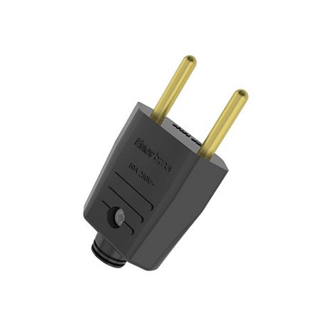 PLUG MACHO 2 PINOS 10A PRETO UN ENERBRAS 003-EP