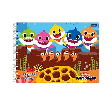 CADERNO DESENHO ESP CD 96F BABY SHARK (FORONI)