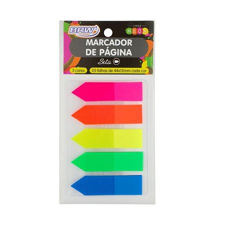 MARCADOR DE PAGINAS ADESIVO SETA NEON 05 CORES BRW FL0001