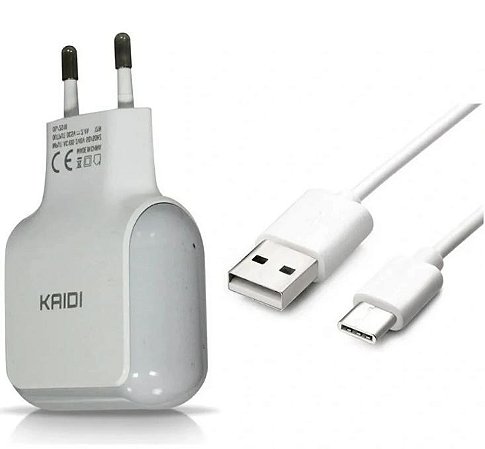 CARREGADOR TIPO C 2 USB 2.4A+CABO KAIDI
