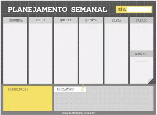 BLOCO DE MESA SEMANAL BS42 CARTOES GIGANTES