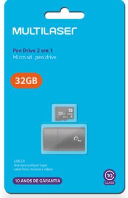 CARTAO DE MEMORIA  32 GB CL.4 + ADAPTADOR SD/USB MULTILASER