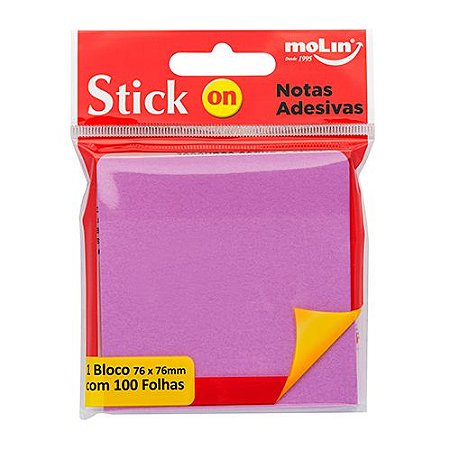 BLOCO ADESIVO ROXO  76X76 100F MOLIN