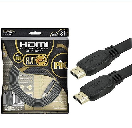 CABO HDMI MACHO X MACHO 3M 2.0 4K PIX FLAT 018-5023