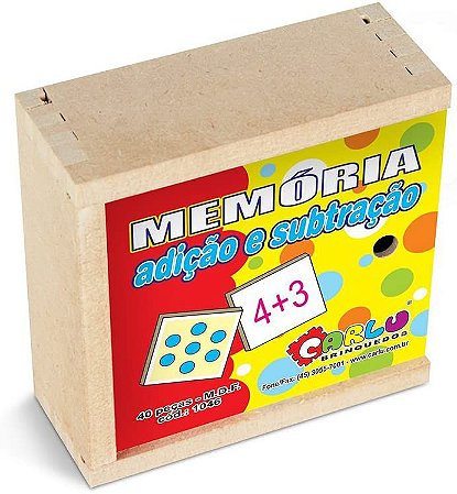 BRINQUEDO PEDAGOGICO MEMORIA ADICAO E SUBTRACAO 40 PECAS MDF CARLU