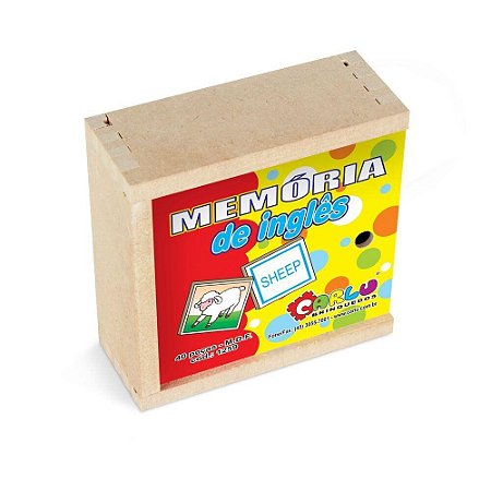 BRINQUEDO PEDAGOGICO MEMORIA INGLES 40 PECAS MDF CARLU