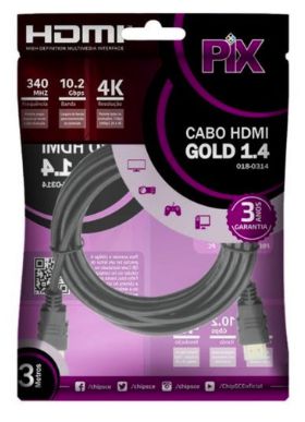 CABO HDMI MACHO X MACHO 3M 1.4 BASIC PIX CHIP 018-0314