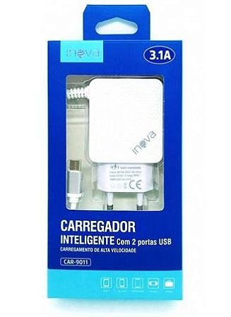 CARREGADOR TIPO C 2 USB 3.1+CABO INOVA  CAR-9011