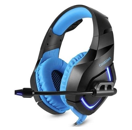 FONE COM MICROFONE GAMER PRETO/AZUL ONIKUMA K18