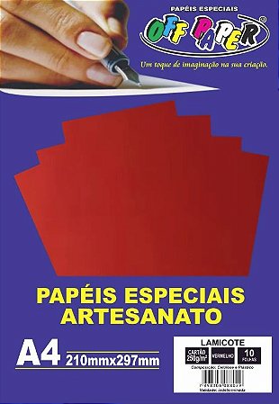 PAPEL LAMICOTE VERMELHO A4 250G 10F PCT OFF PAPER