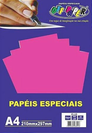 PAPEL COLOR A4 20F 120G PINK LUMI OFF PAPER