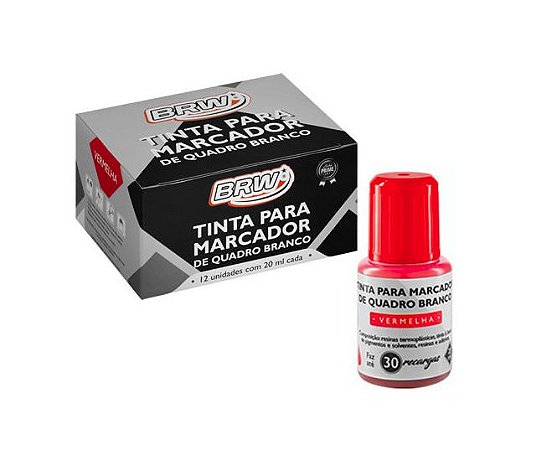 TINTA MARCADOR QUADRO BRANCO 20ML VERMELHO CX.12UN BRW