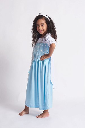 Vestido Infantil Princesa Azul Capa