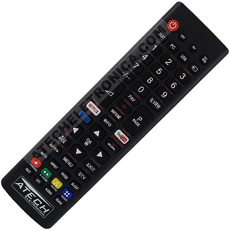 Controle Remoto Universal TV LCD / LED / Smart TV com Netflix e Youtube RM-L1376M